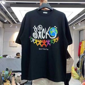 Camisetas para hombres Divertido dibujos animados de dibujos animados de caricatura Rainbow Monogrammed Camiseta de manga corta Guy T221130