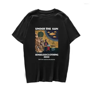Camisetas para hombre, divertida camiseta de manga corta con estampado de OVNI de Jesús Alien, ropa de calle informal de hip-hop, camiseta Hipster de algodón de verano 2023 para hombre