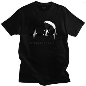 Camisetas para hombre divertidas Speedgliding Heartbeat parapente esquí camiseta Top hombres manga corta ocio Paramotor algodón paracaídas camiseta ropa