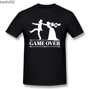 Camisetas para hombre Game Over Bride Groom Bachelor Party T Shirt Camiseta divertida Ropa para hombre Camisetas de manga corta Camiseta W0322
