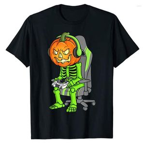Camisetas para hombre Gaming Halloween Skeleton Jack O Lantern Gamer Boys Camiseta para niños Regalos Game-Lover Cute Graphic Tee Y2k Tops manga corta
