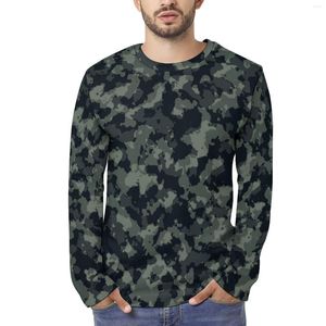 T-shirts pour hommes Vert Camouflage Motif 3D Imprimé Hommes Chemise À Manches Longues Bleu Léopard Léger Streetwear Tops