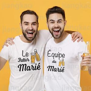 Camisetas para hombre, camiseta de fiesta de despedida de soltera para novio, camiseta gráfica con estampado de letras de equipo, ropa de padrino de boda para marido, camisetas para hombre