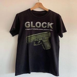 Camisetas para hombre Grunge Goth Y2K Camiseta de algodón Gun Harajuku Camiseta con estampado gráfico Punk Top de gran tamaño Hip Hop Vintage Streetwear manga corta