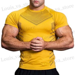 Camisetas para hombres Camiseta de gimnasio Men Camiseta de compresión de carrera rápida Camisa de compresión Masculino Molcón de entrenamiento de gimnasio Short Slve Summer Sports Men T240419