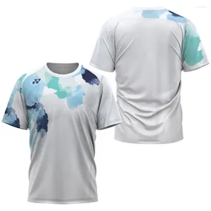 Camisetas para hombre, diseño de media tinta, camiseta de bádminton de secado rápido, tenis, mesa, Fitness, correr, deportes, transpirables, de gran tamaño