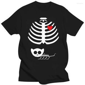 Camisetas de hombre Halloween esqueleto gatito maternidad embarazo camiseta fiesta camiseta