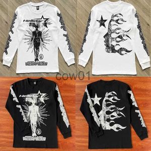Camisetas para hombres Hellstar Camiseta de manga larga Big Print Hell Star Negro Blanco Hombres Mujeres Top Tee T Shirt J231111
