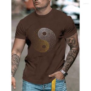 Camisetas para hombres Moda de alta calidad Ropa para hombre Camiseta de gran tamaño Y2k Circular Rhinestone Diseñador de manga corta Top Comfort Casual Street