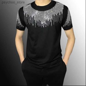 T-shirts hommes de haute qualité été slim fit t-shirts t-shirt homme diamant gland social club tenues t-shirt hommes manches courtes streetwear hommes Q240130