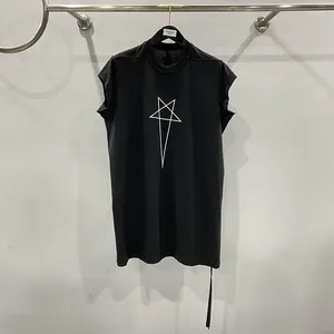 Camisetas para hombre, camiseta High Street, camisetas de gran tamaño, chaleco con estampado de pentagrama, camisetas sin mangas de algodón con cuello redondo para mujer