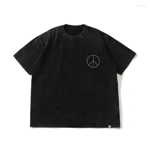 T-shirts pour hommes coton de poids élevé sauté flocon de neige broderie à la main avec des épines anti-guerre lâche été t-shirt à manches courtes à la mode