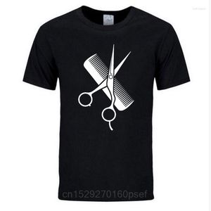 T-shirts pour hommes Hip-Hop Simple Épissage Tops T-shirt À Manches Courtes Cadeau Coiffeur Styliste Ciseaux Peigne O-cou Haute Qualité Impression Tee