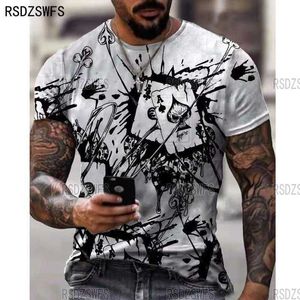 T-shirts pour hommes Horrible Skull Spades Poker T-shirt Casual Hommes Été 3D-Print Extra-Large T-shirt 2021 Confort T-shirt respirant Tops 110-5XL 022223H