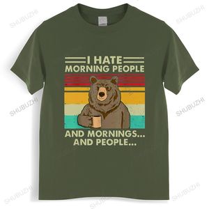 T-shirts pour hommes Je déteste les gens du matin et les matins et les gens T-shirt Funny-Bear Drink Coffee Lover Mignon Lazy Animal Retro T-shirt 230406