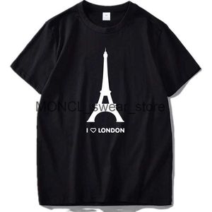 Camisetas para hombres Me gustan las camisetas de la torre de London Eiffel diseños divertidos para hombres de moda, algodón suave camiseta tamaños americanos H240408