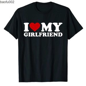 Camisetas de hombre I Love My Girlfriend Shirt I Heart My-Girlfriend Shirt GF T-Shirt Boyfriends Gifts Valentine's Day Come Graphic Tee Tops Hombres W0322