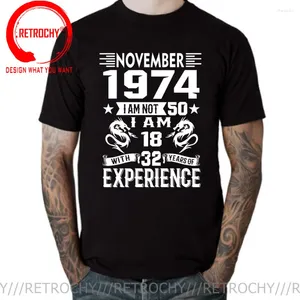 Camisetas para hombre Tengo 18 años y 32 años de experiencia en 1974 noviembre septiembre octubre diciembre enero febrero marzo abril mayo junio julio agosto 50 nacimiento