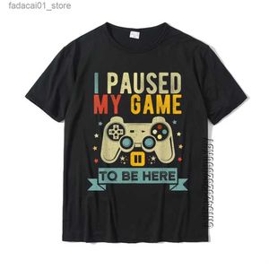T-shirts masculins J'ai fait une pause de mon jeu et je suis venu ici pour des jeux vidéo amusants blagues humoristiques T-shirts cadeaux coton mens fou mignon Q240426