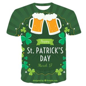 Camisetas para hombre Camiseta irlandesa del día de San Patricio para hombre Ropa Trébol verde Animal Cat Camiseta con estampado 3d Moda Algodón Casual O-cuello Hombre Camisetas 022223H