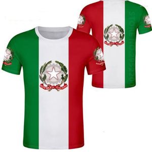 T-shirts pour hommes ITALIE Homme Jeunesse Diy Custom Made Nom Numéro Po Texte Ita Chemise Décontractée Nation Drapeau Italien Pays Italia Collège Vêtements