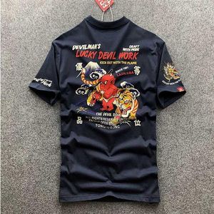 T-shirts pour hommes Japonais Dragon Tiger Tattoo Modèle T-shirt à manches courtes Hommes Casual Coton Biker T-shirts Devil Print Rock To302N