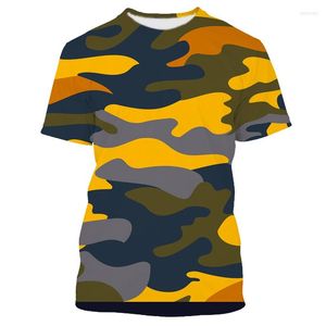 T-shirts pour hommes Jumeast 3D jaune Camouflage urbain imprimé T-shirty T-shirts décontractés homme surdimensionné Baggy à manches courtes vêtements de sport