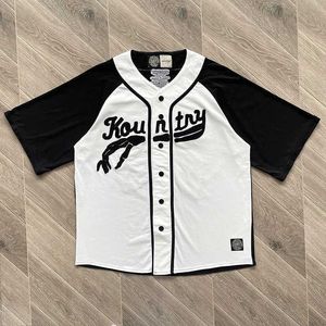 Camisetas para hombres Kapital Kountry Hirata y Hirohi Casual Hueso Bordado Letra-Béisbol suelto Forro de manga corta J240228
