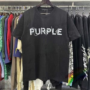 Camisetas para hombres Carta Printe PURPLE T Shirt Hombres Mujeres Camiseta de alta calidad Cuello redondo Negro Blanco Top Tee Manga corta T231214