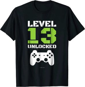 T-shirts masculins Niveau 13 Tshirt déverrouillé - Gamer Birthday Party Gift Popular 3D Tops T-Shirt Top T-shirts pour Dents Casual T240425