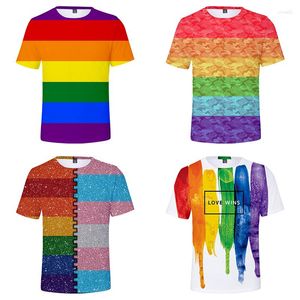 Camisetas para hombre LGBT Arco Iris bandera lesbianas gays 3d estampado verano moda hombres mujeres manga corta camiseta sudaderas Tops