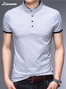 T-shirts masculins Liseaven T-shirt masculin MandaT Mandarin Collar T-shirts Tops Tees à manches courtes t-shirts homme marque de coton Y2302