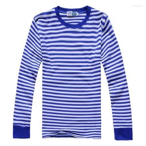 Camisetas de manga larga para hombre, camiseta Heattech a rayas azul marino, camiseta cultural para hombres y mujeres, camiseta básica con rayas blancas y azules, bufanda roja-40