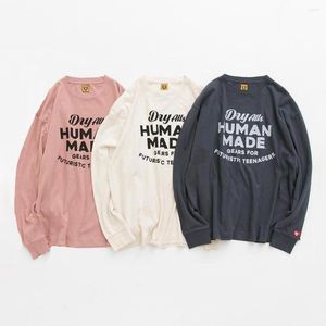 Hommes t-shirts à manches longues HUMAN MADE chemise col rond décontracté coton Couple sweat haut tendance t-shirts