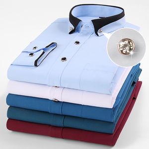 T-shirts pour hommes Chemise sociale de luxe Solide Blanc Noir Manches longues Printemps et Automne Mode Dîner Robe de soirée de mariage Vêtements pour hommes 230715