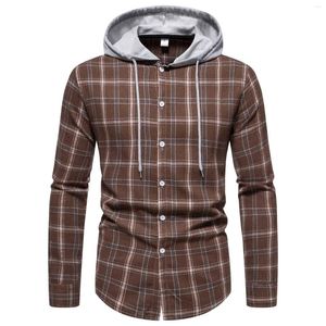 T-shirts pour hommes mode masculine rétro automne et hiver chemise à capuche cordon Cardigan boutons vacances fête Blouses bouton plage