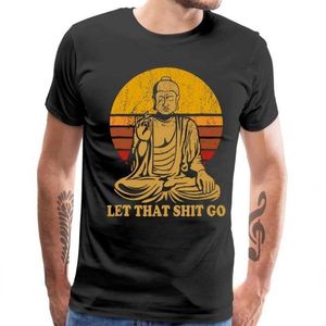 T-shirts masculins chemise décontractée Tshirts graphiques vintage Laissez cette merde Go Bouddha T-shirts mâles Tops Moupe Homme adulte T XS-4XL Camiseta T240510