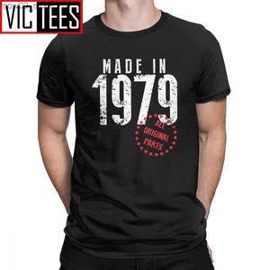 T-shirts pour hommes Mans Made In 1979 Toutes les pièces d'origine T-shirts d'anniversaire Nouveauté Col rond Tops T-shirt en coton pur T-shirt noir Q240201