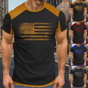 Camisetas de hombre, camisa de maternidad para hombre, estampado de bandera del Día de la Independencia de los hombres medianos, empalme de primavera y verano, informal, suelto para hombres