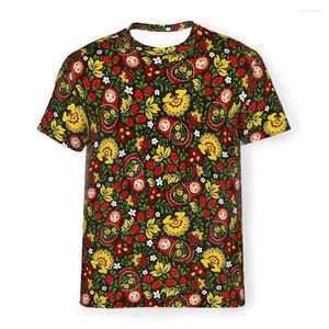 Camisetas para hombre, muñeca Matryoshka, cultura rusa, camisetas ornamentales de poliéster, camisetas Harajuku para hombre, camisa fina con cuello redondo