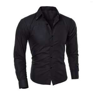 Camisetas De Hombre, camisa De vestir para Hombre, Formal, elástica, antiarrugas, De manga larga, ajustadas, para fiesta, Camisas De Hombre, camisetas De moda, sueltas, geométricas