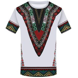 T-shirts pour hommes Hommes Dashiki Chemise 3D Col imprimé Costume national africain T-shirt Style d'été en gros 2021