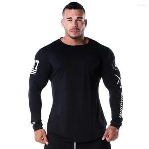 Camisetas para hombre, camisetas ajustadas de manga larga para primavera 2023, camiseta informal con estampado de moda para hombre, camiseta negra para gimnasio, camisetas, ropa