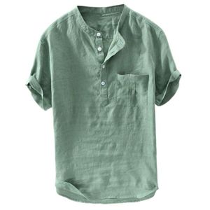 Camisetas para hombres Camiseta para hombres Casual Mezcla de algodón agradable para la piel Camisa de cambray ajustada Camisa de vacaciones Top Tees