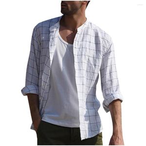 Camisetas para hombre, camisetas informales Retro de manga corta de Color sólido de lino Vintage de tres cuartos para hombre, blusa, ropa para hombre de alta calidad