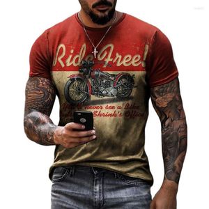 Camisetas para hombre, camiseta Vintage con estampado de motocicleta de gran tamaño para hombre, camiseta de manga corta Punk callejero, camiseta de moda con cuello redondo
