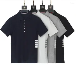 T-shirts hommes hommes femmes col rabattu coton t-shirt mode été polo chemise décontractée rayée conception formelle chemisier d'affaires coréen hauts