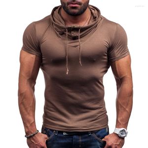 T-shirts pour hommes Tops à la mode pour hommes Tees Summer Cotton O Neck Short Sleeve Shirt Men Solid Hooded Slim