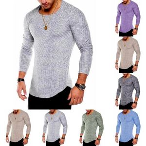 T-shirts à manches longues pour hommes Slim Fit Chemises à rayures Vêtements décontractés Hauts de survêtement de sport Blouse