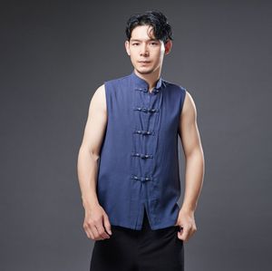 T-shirts pour hommes Hommes Gilet sans manches Coton Lin Débardeurs Été Style chinois Bodybuilding Undershirt Entraînement Fitness pour hommes